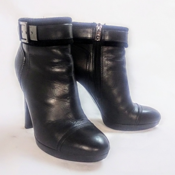 TORY BURCH BLACK LEATHER SUEDE ANKLE BOOTIES VGUC - Picture 2 of 8